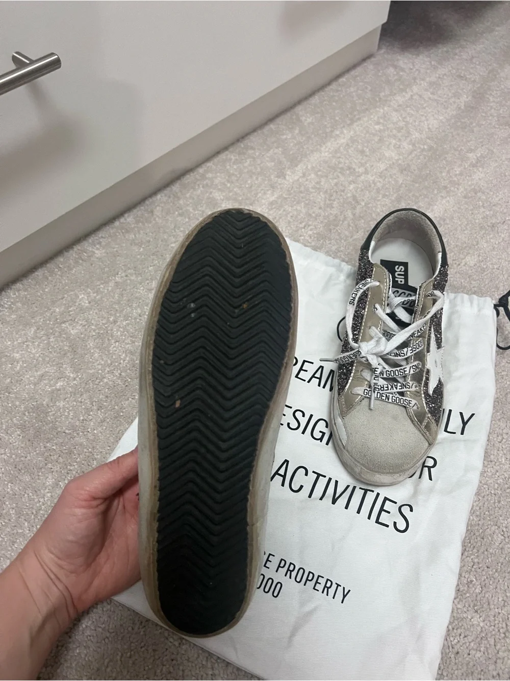 Golden Goose Glitter Low-Top Sneakers in Purple and Silver